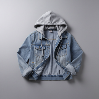 Women's Denim Jacket with Removable Hood | Casual Outerwear