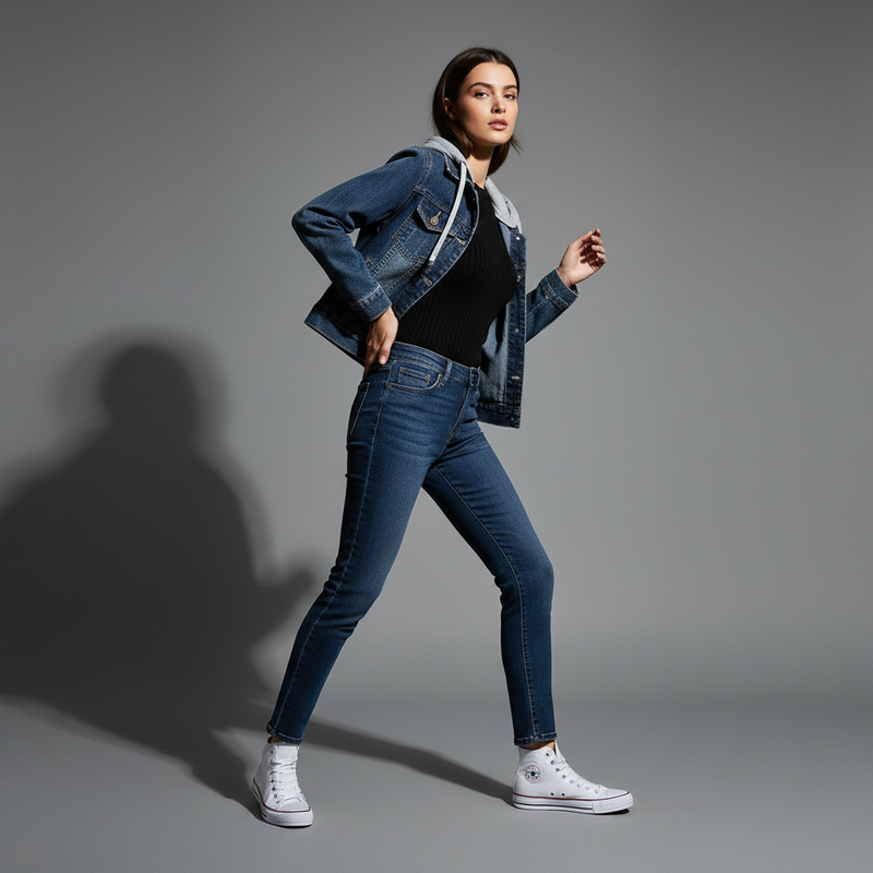 Women's Denim Jacket with Removable Hood | Casual Outerwear
