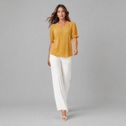 Elegant Puff Sleeve Blouse | Women's Summer Tops Plus Size