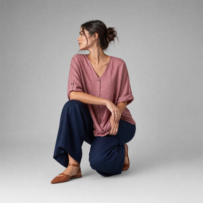 Elegant V-Neck Long Sleeve Blouse | Women's Fashion Top