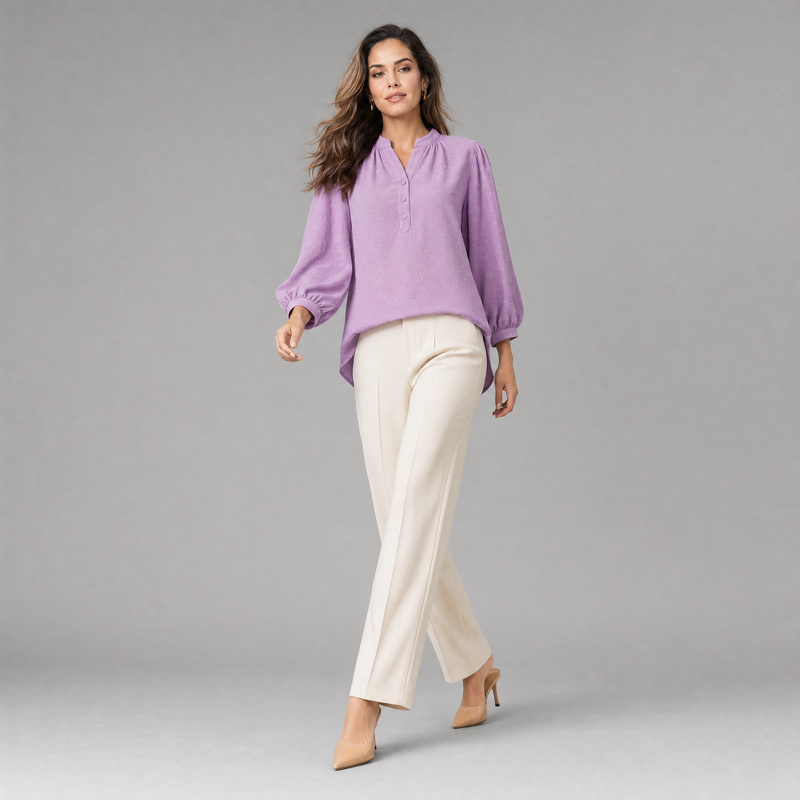 Patchwork Silk Blouse | Women's Fashion Collared Top
